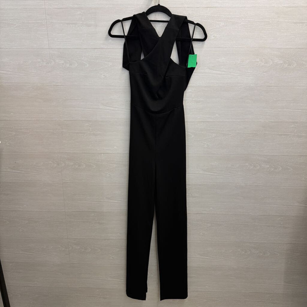 Lulus Black Open Back Cross Neck Jumpsuit Extra Small