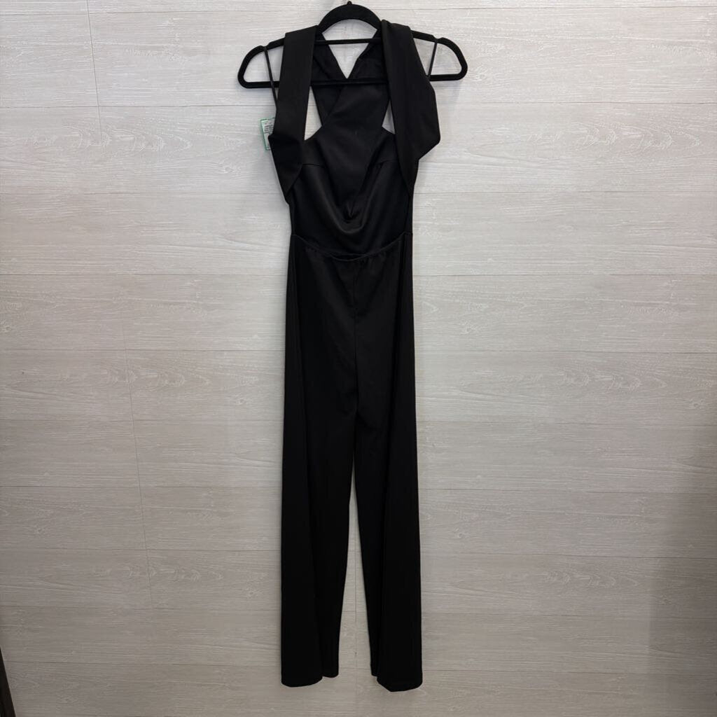 Lulus Black Open Back Cross Neck Jumpsuit Extra Small