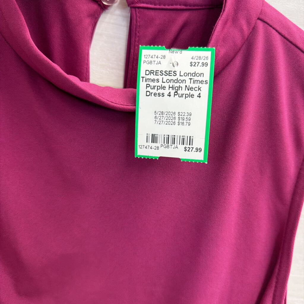 London Times Purple High Neck Dress 4