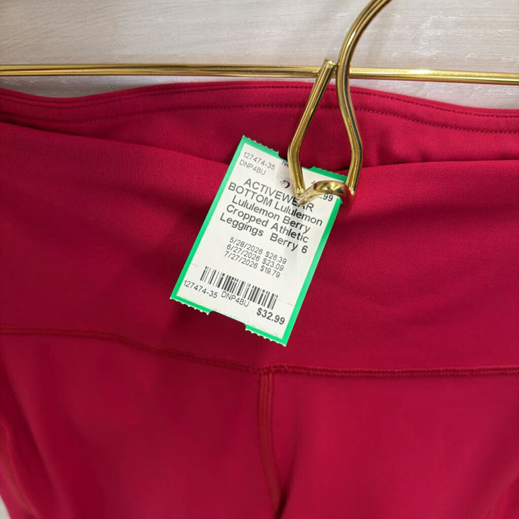 Lululemon Berry Cropped Athletic Leggings