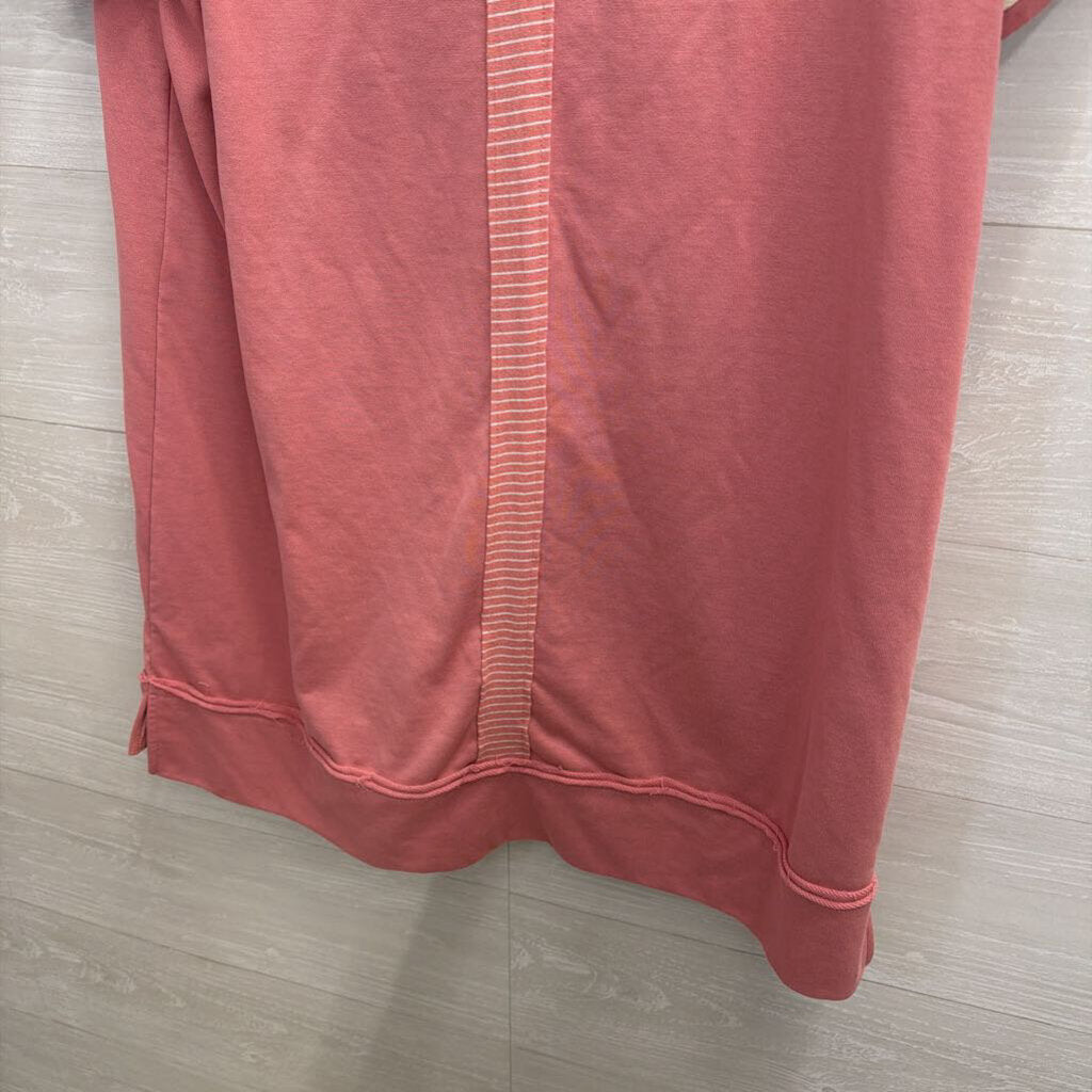 Umgee Pink/ Cream Short Sleeve Shift Dress Medium
