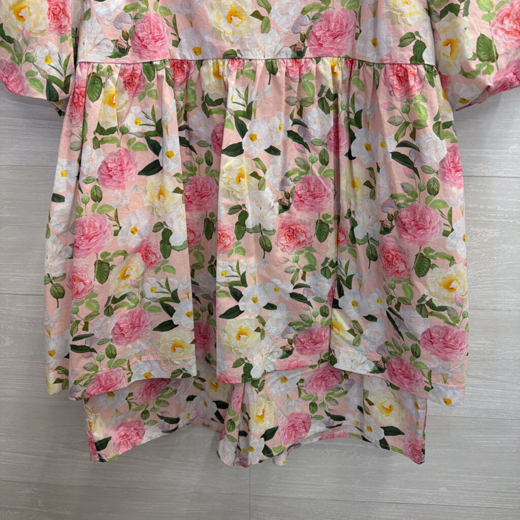 GiGio Pink/ Multi Floral Print Puff Sleeve Dress Medium