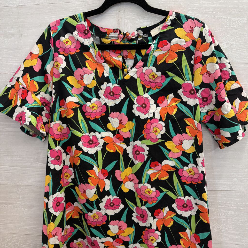 Jade by Jane Black/ Multi Floral Print Short Sleeve Shift Dress Small