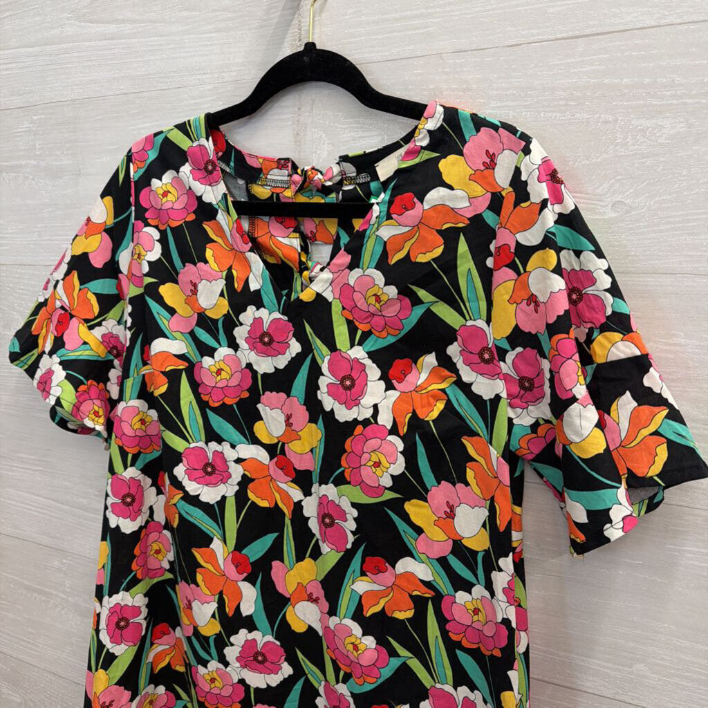 Jade by Jane Black/ Multi Floral Print Short Sleeve Shift Dress Small