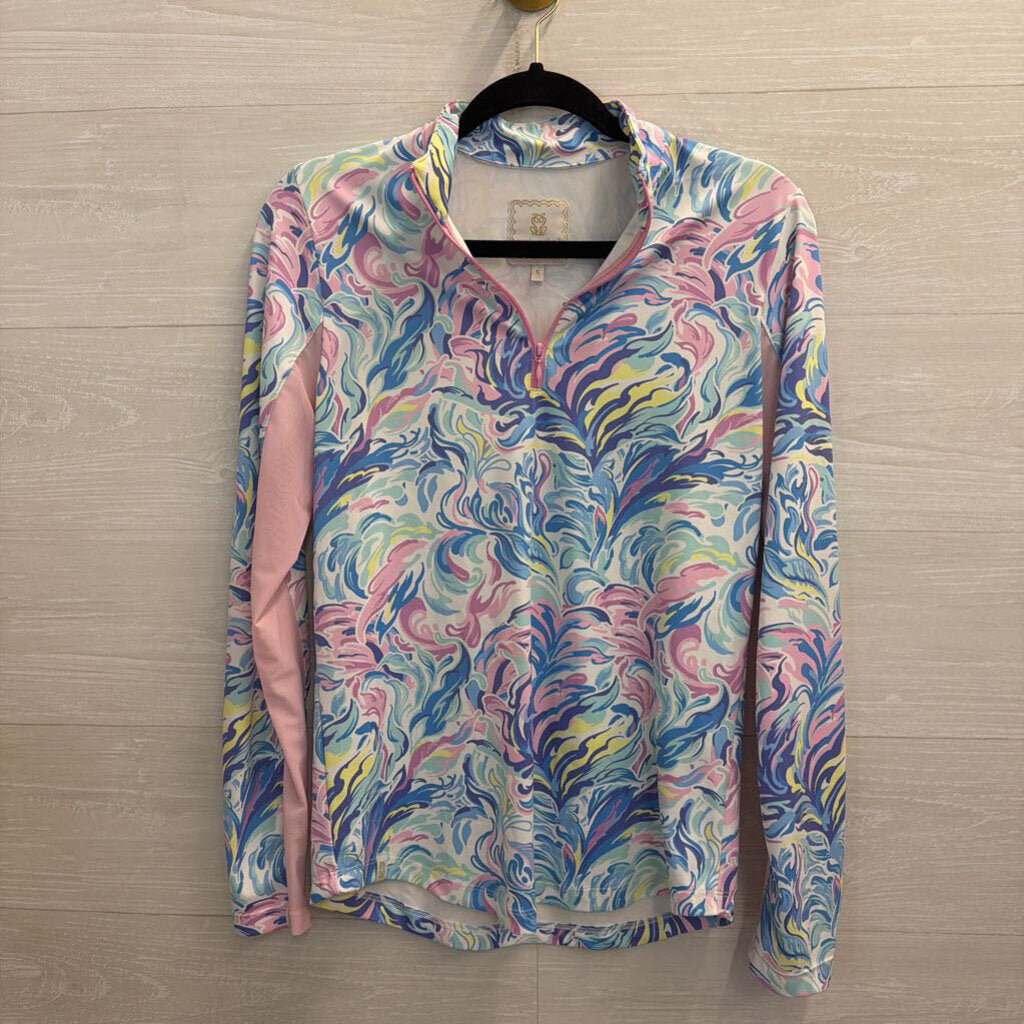 Simply Southern Blue/ Pink/ Multi Print Long Sleeve Pullover/ Skort Set Small