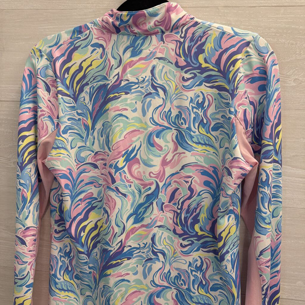 Simply Southern Blue/ Pink/ Multi Print Long Sleeve Pullover/ Skort Set Small