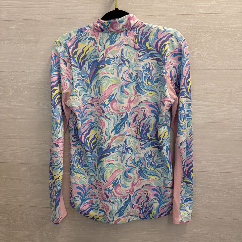 Simply Southern Blue/ Pink/ Multi Print Long Sleeve Pullover/ Skort Set Small