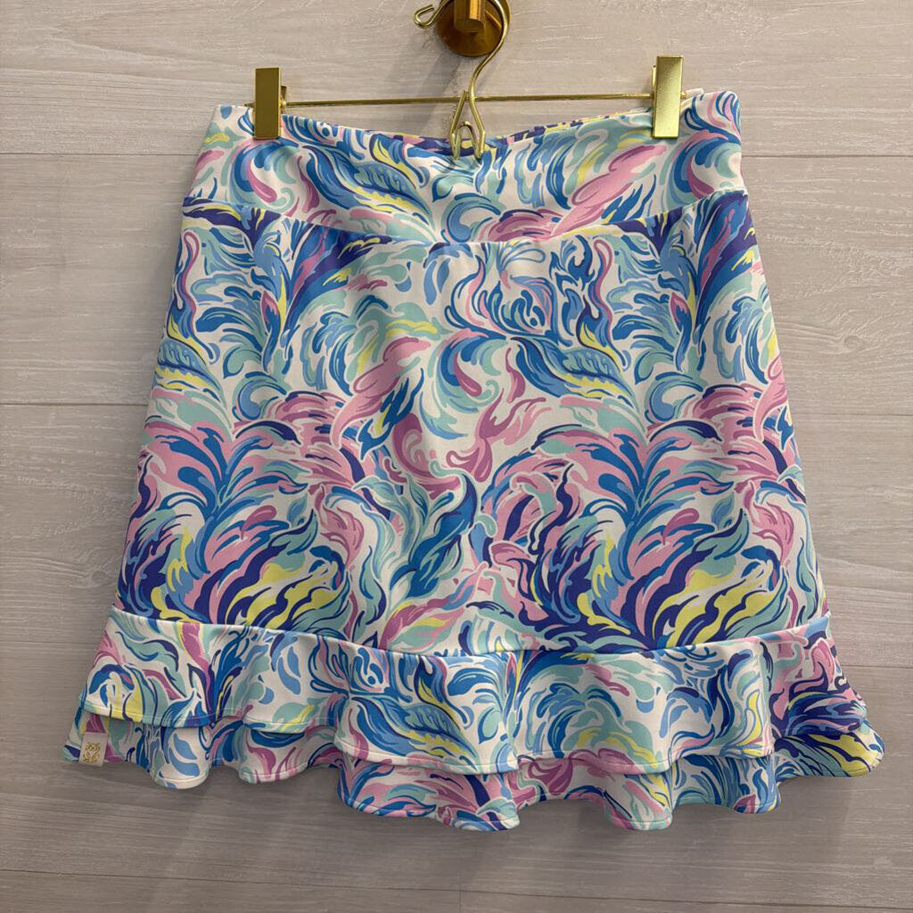 Simply Southern Blue/ Pink/ Multi Print Long Sleeve Pullover/ Skort Set Small