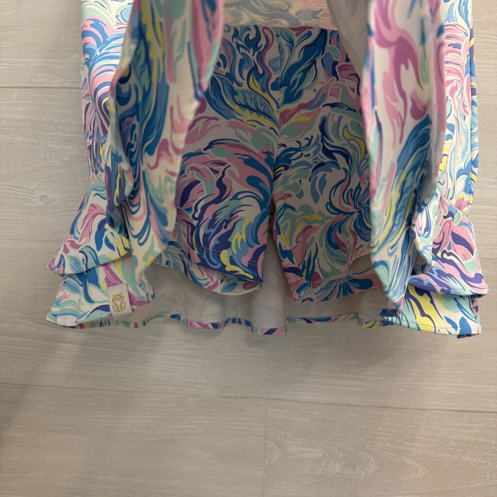 Simply Southern Blue/ Pink/ Multi Print Long Sleeve Pullover/ Skort Set Small