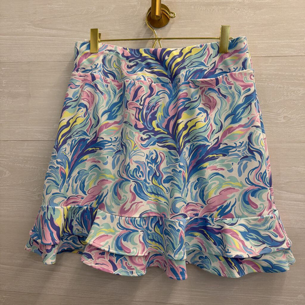 Simply Southern Blue/ Pink/ Multi Print Long Sleeve Pullover/ Skort Set Small