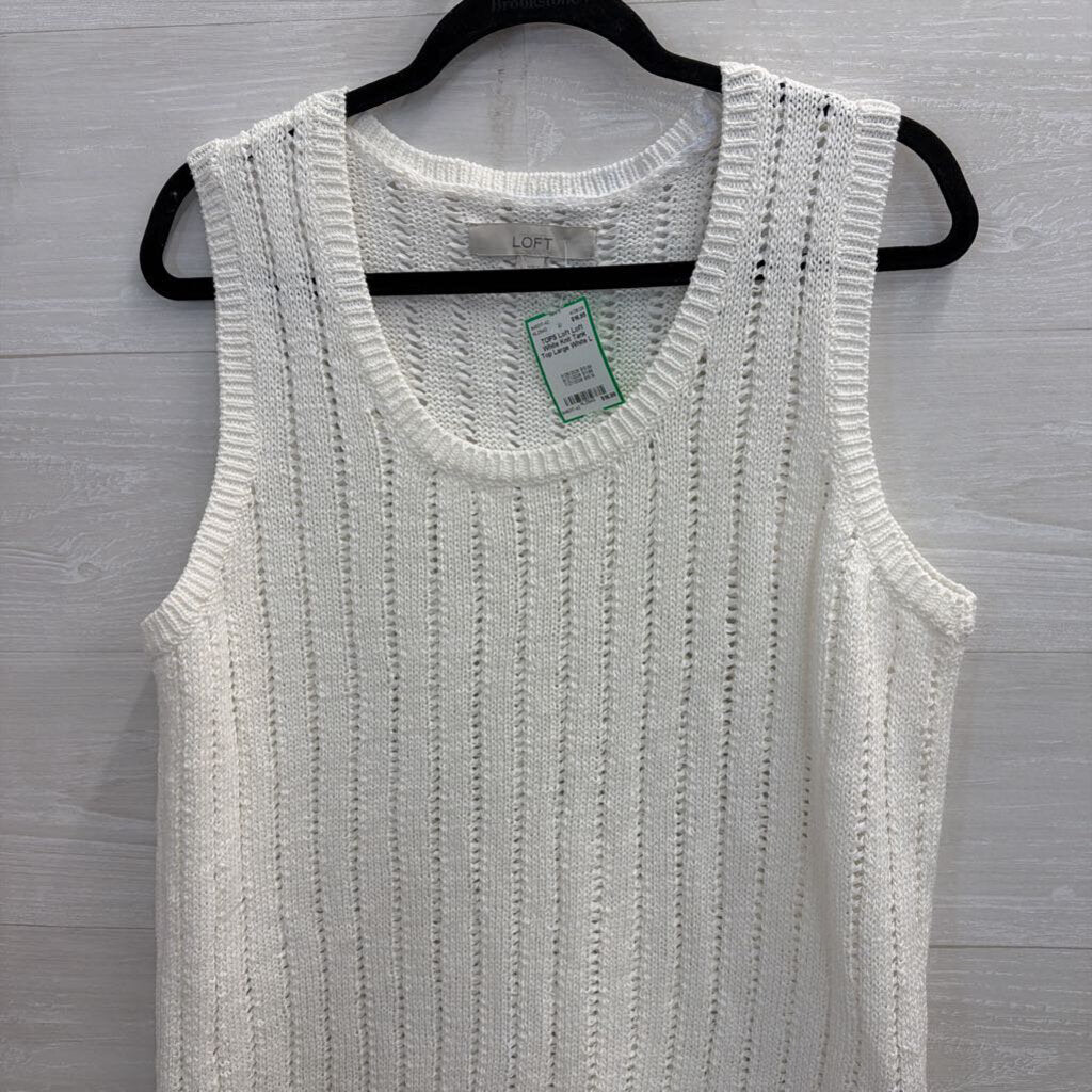 Loft White Knit Tank Top Large