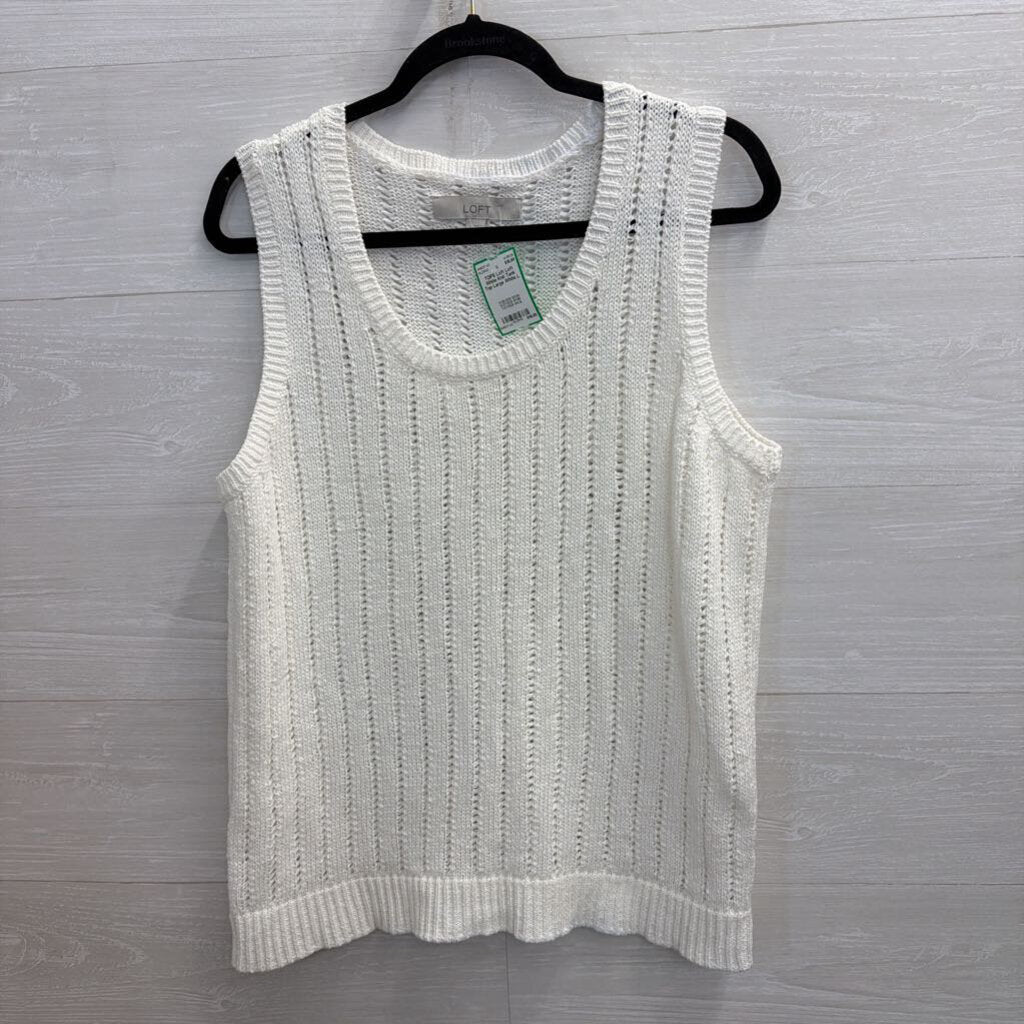 Loft White Knit Tank Top Large