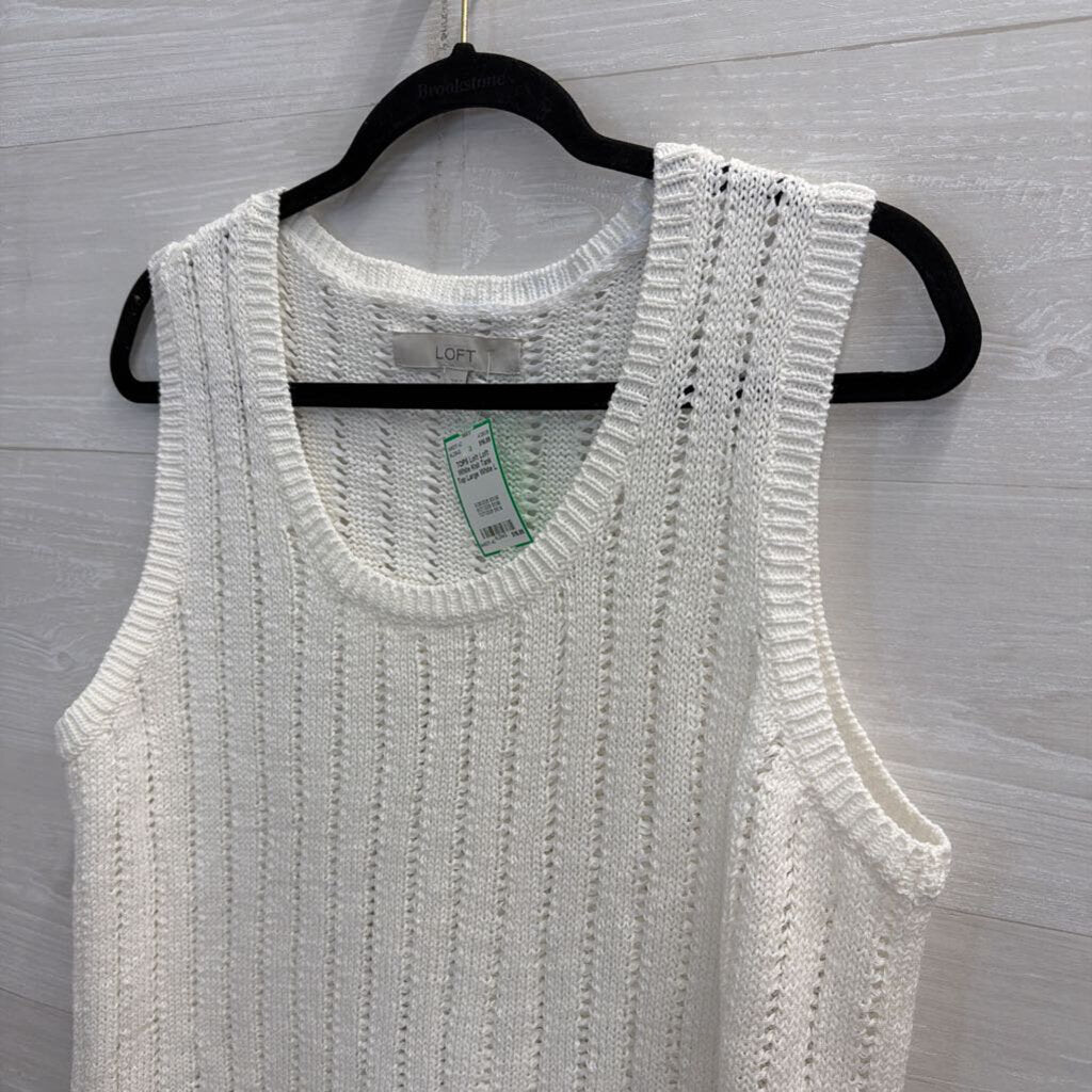 Loft White Knit Tank Top Large