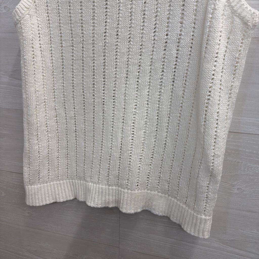 Loft White Knit Tank Top Large