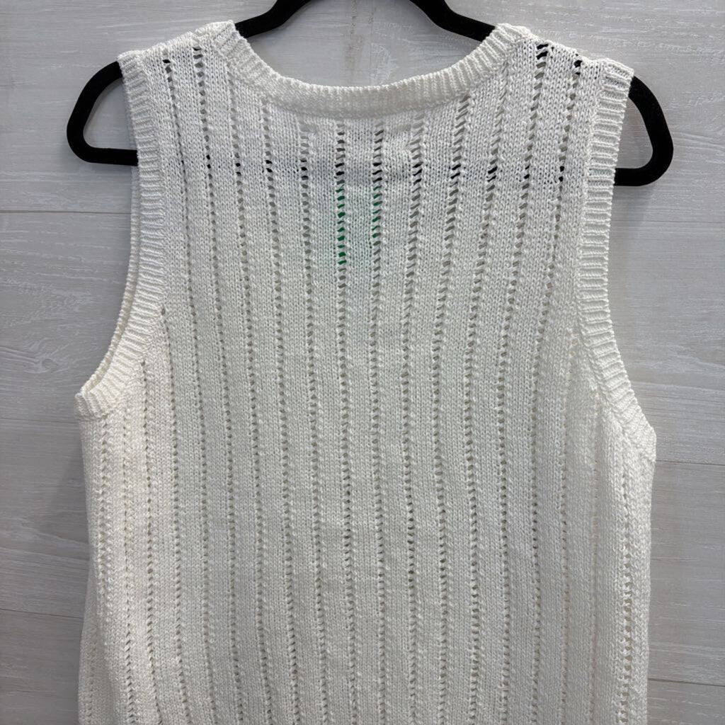 Loft White Knit Tank Top Large