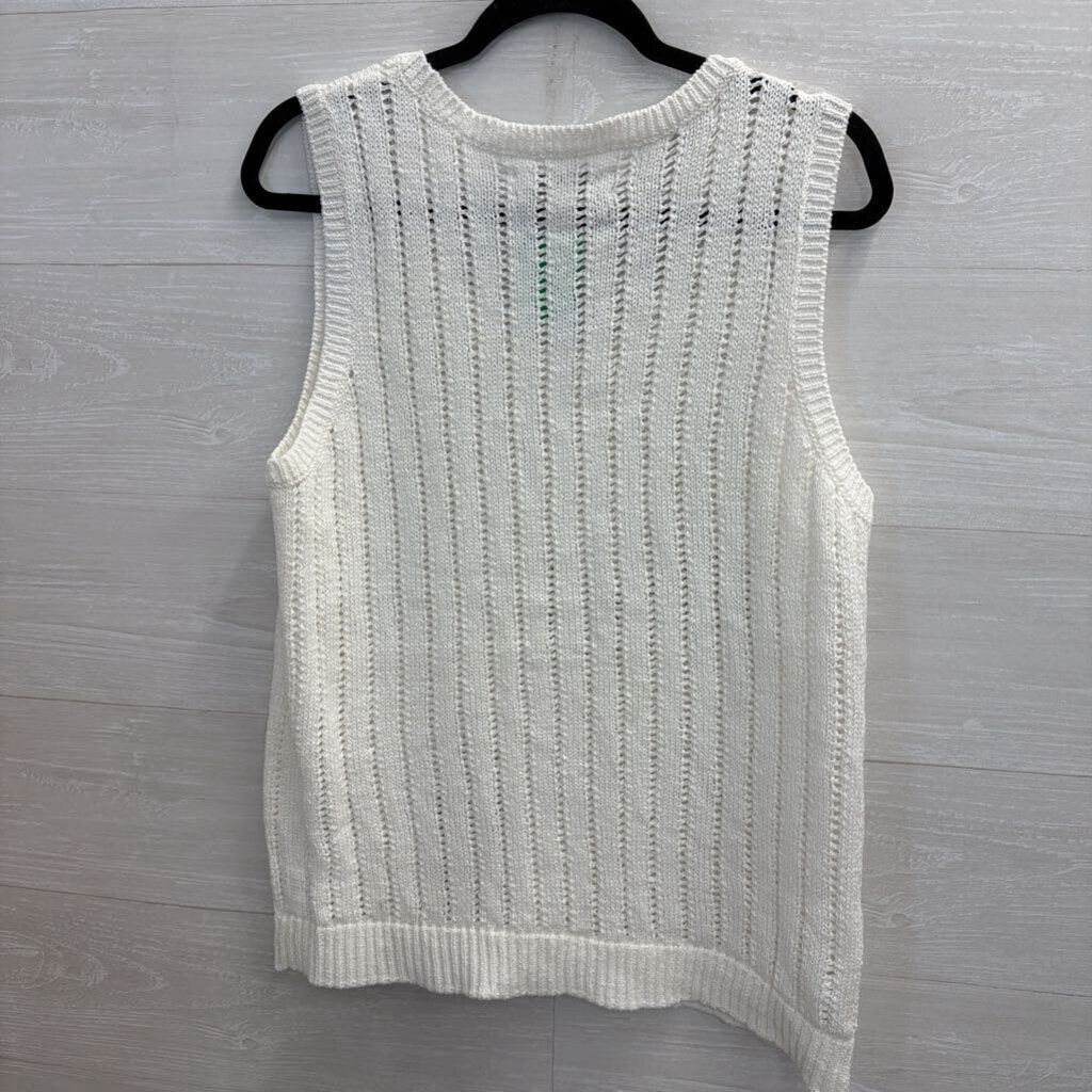 Loft White Knit Tank Top Large