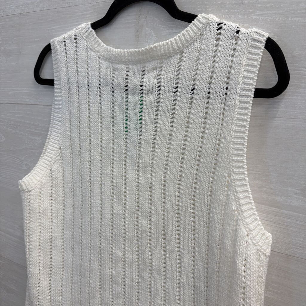 Loft White Knit Tank Top Large
