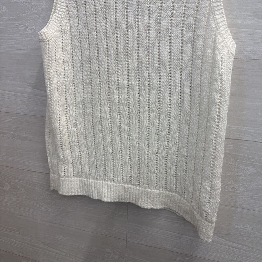 Loft White Knit Tank Top Large