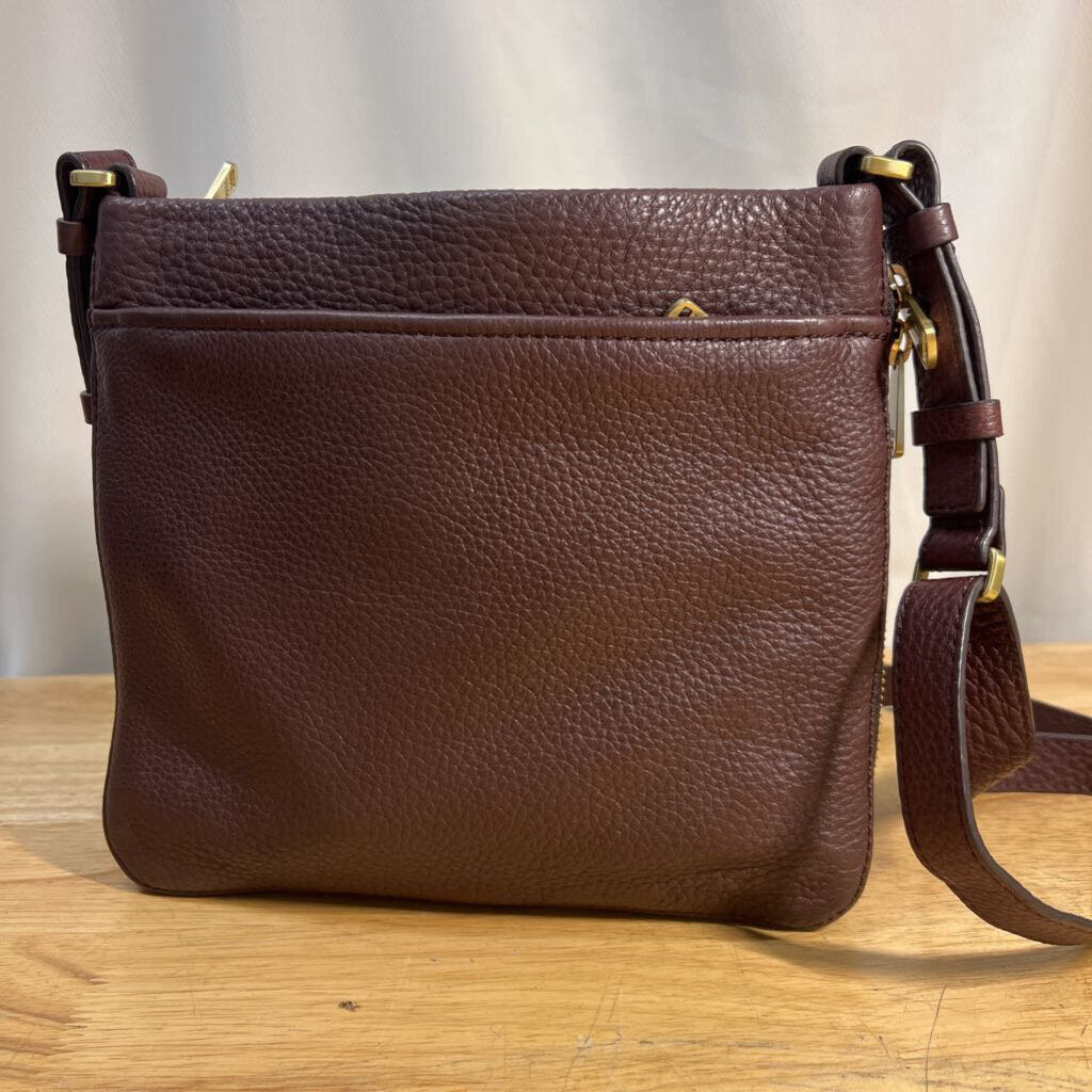Fossil Brown Pebbled Leather Preston Crossbody Purse