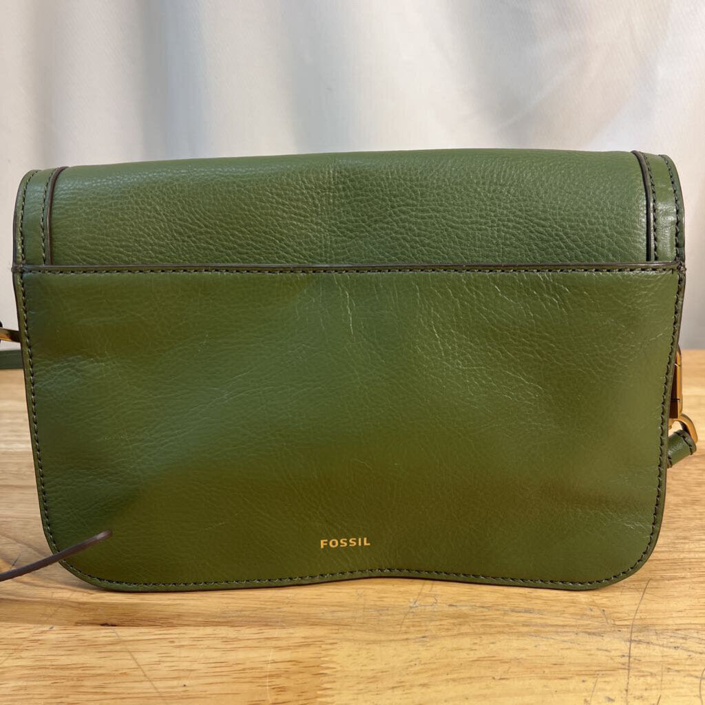 Fossil Green Pebbled Leather Ainsley Crossbody Purse