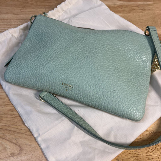 Fossil Mint Green Pebbled Leather Sydney Crossbody Purse