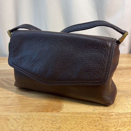Valerie Stevens Brown Pebbled Leather Small Foldover Purse