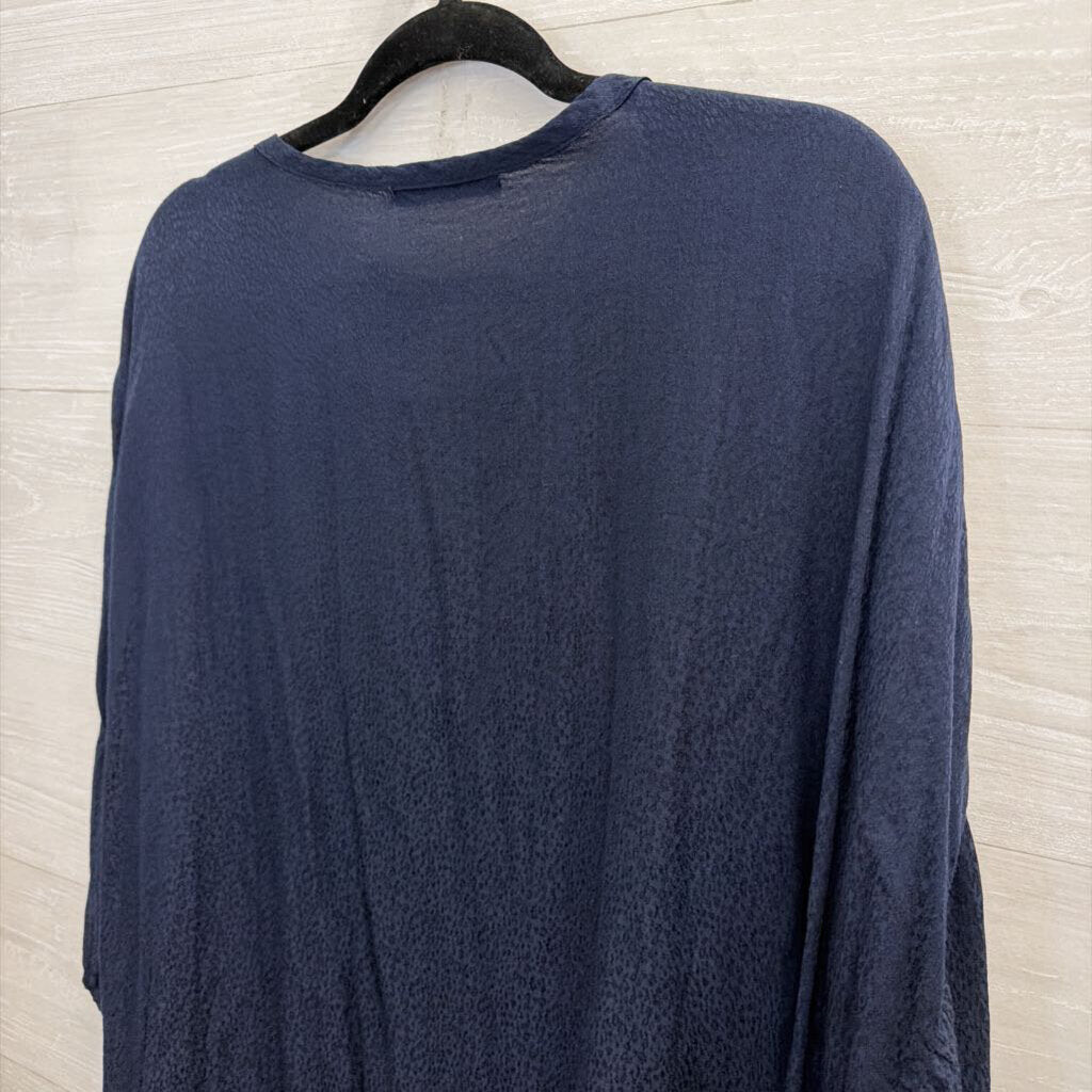 Cut Loose Navy Textured Print Short Sleeve Top One Size