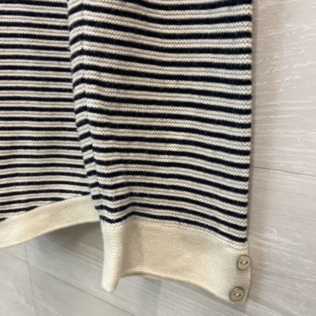 Talbots Ivory/Navy Stripe Vneck Sweater Large