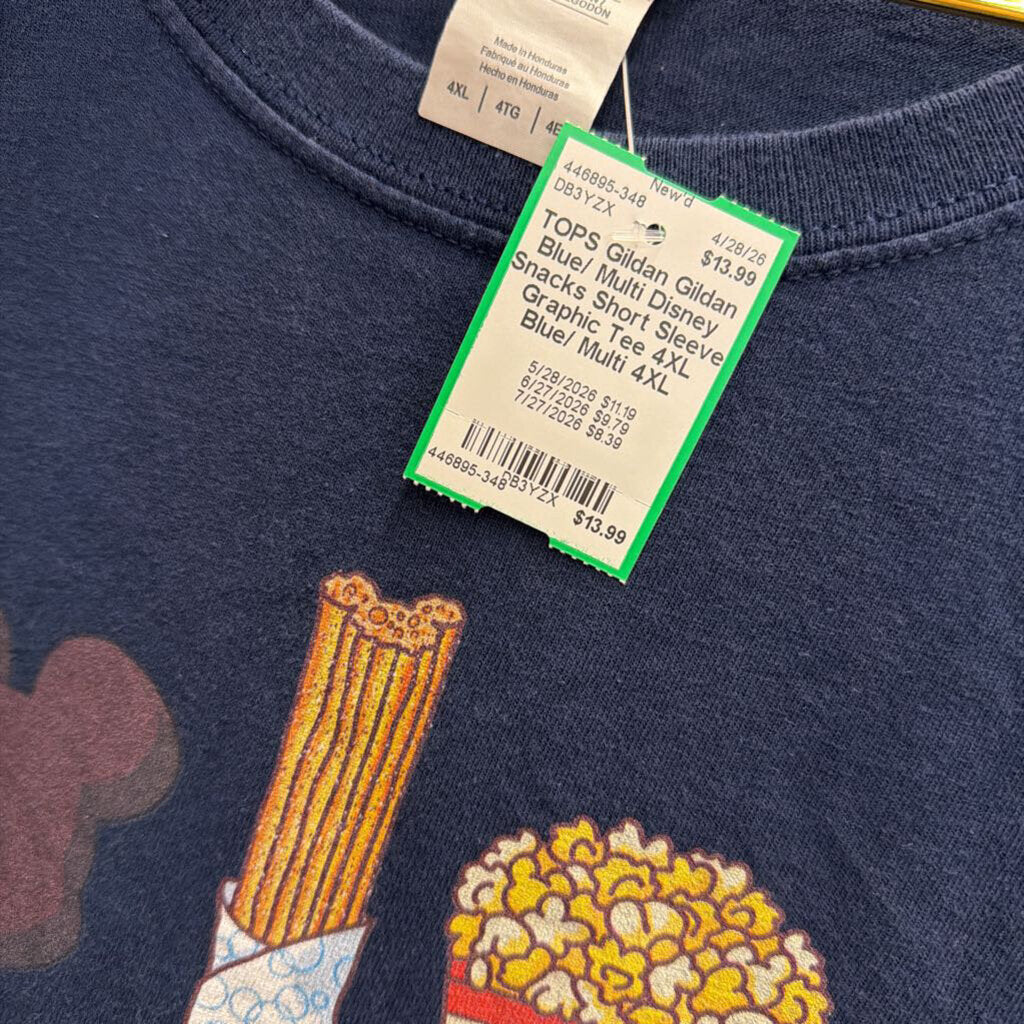 Gildan Blue/ Multi Disney Snacks Short Sleeve Graphic Tee 4XL