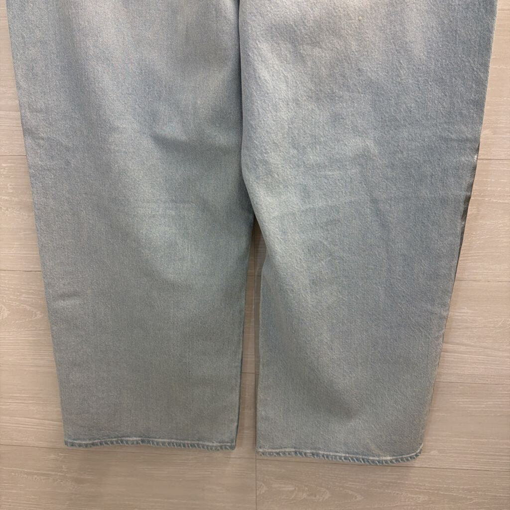 American Eagle Light Wash Metallic Silver Stripe Stovepipe Jeans 18