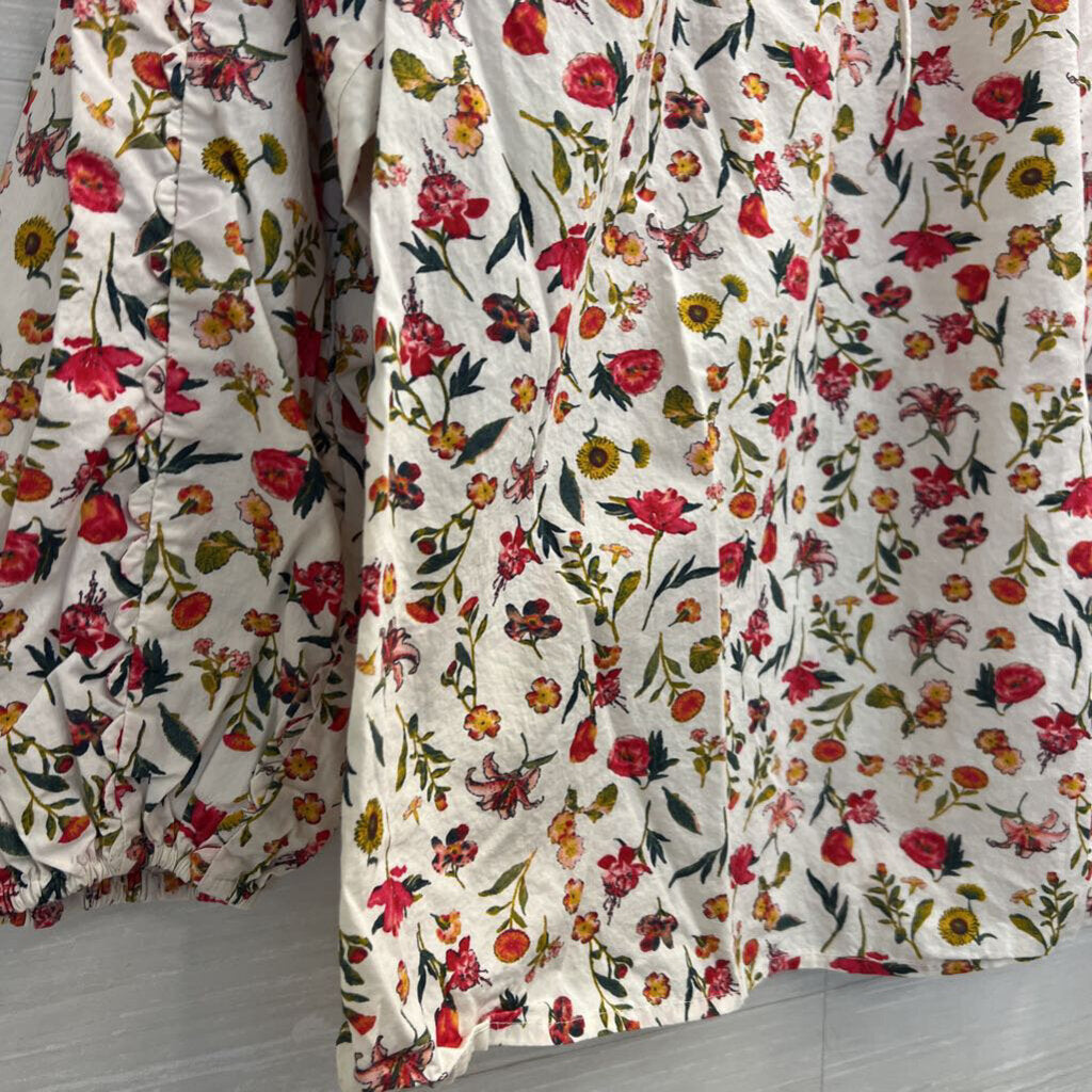 J Crew Ivory/Multi Floral Longsleeve Top Small