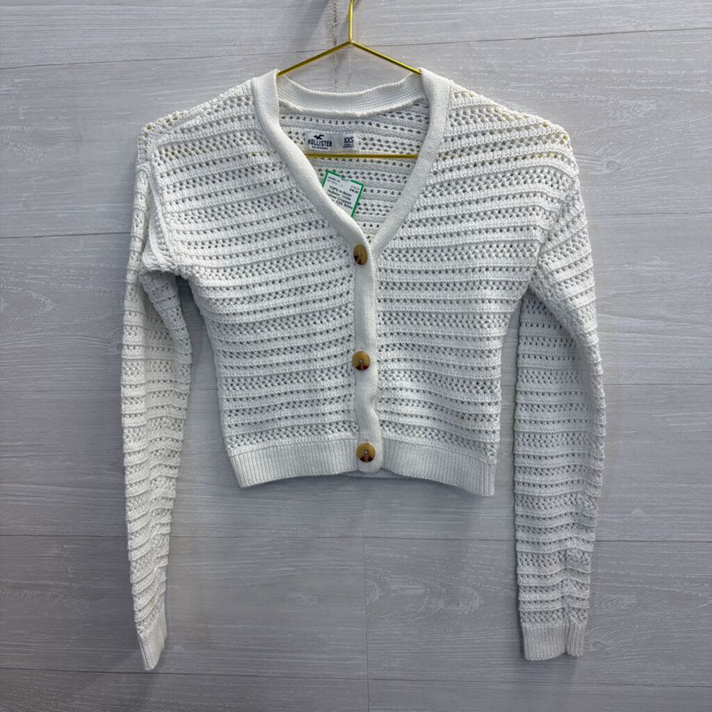 Hollister White Knitted Cropped Sweater XXS