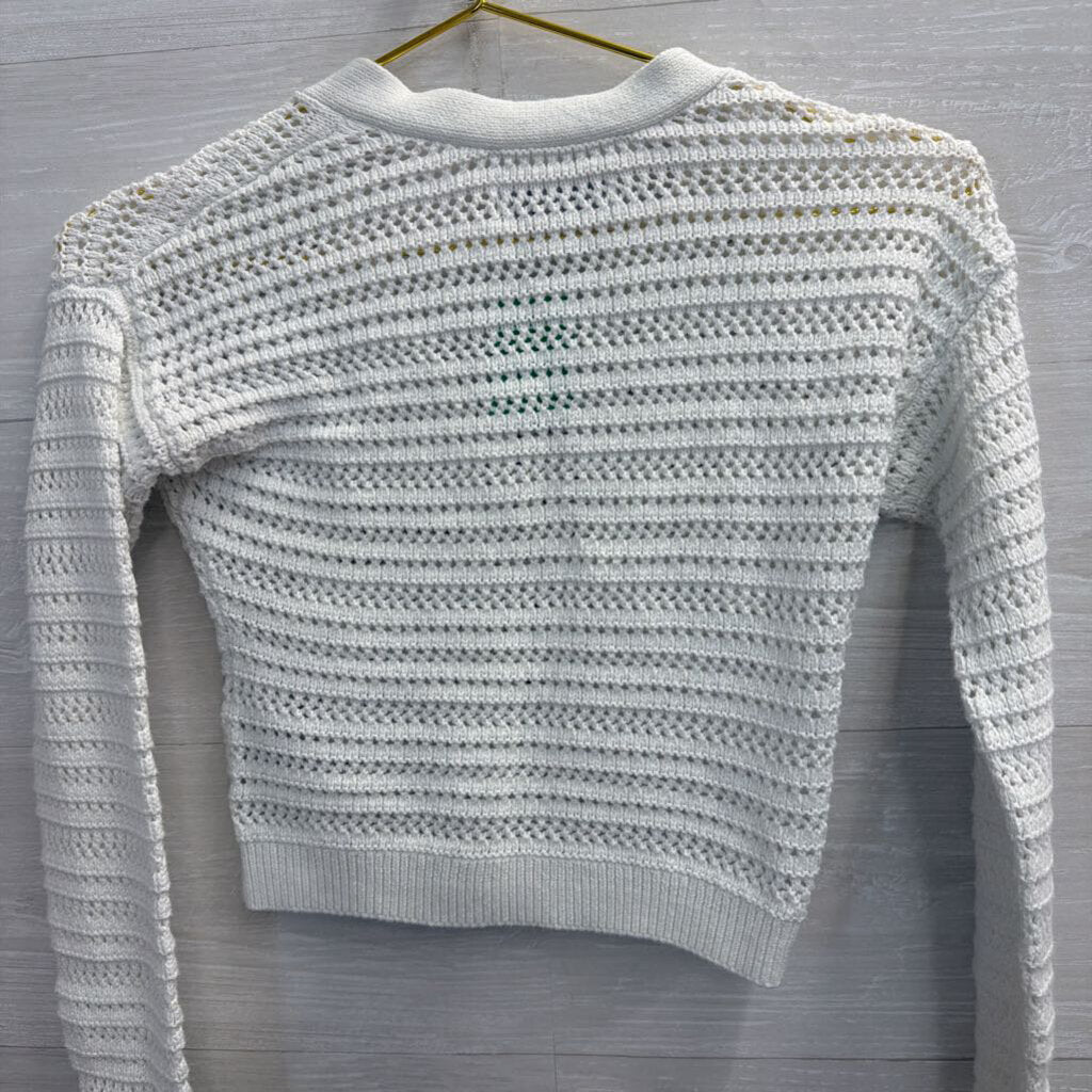 Hollister White Knitted Cropped Sweater XXS