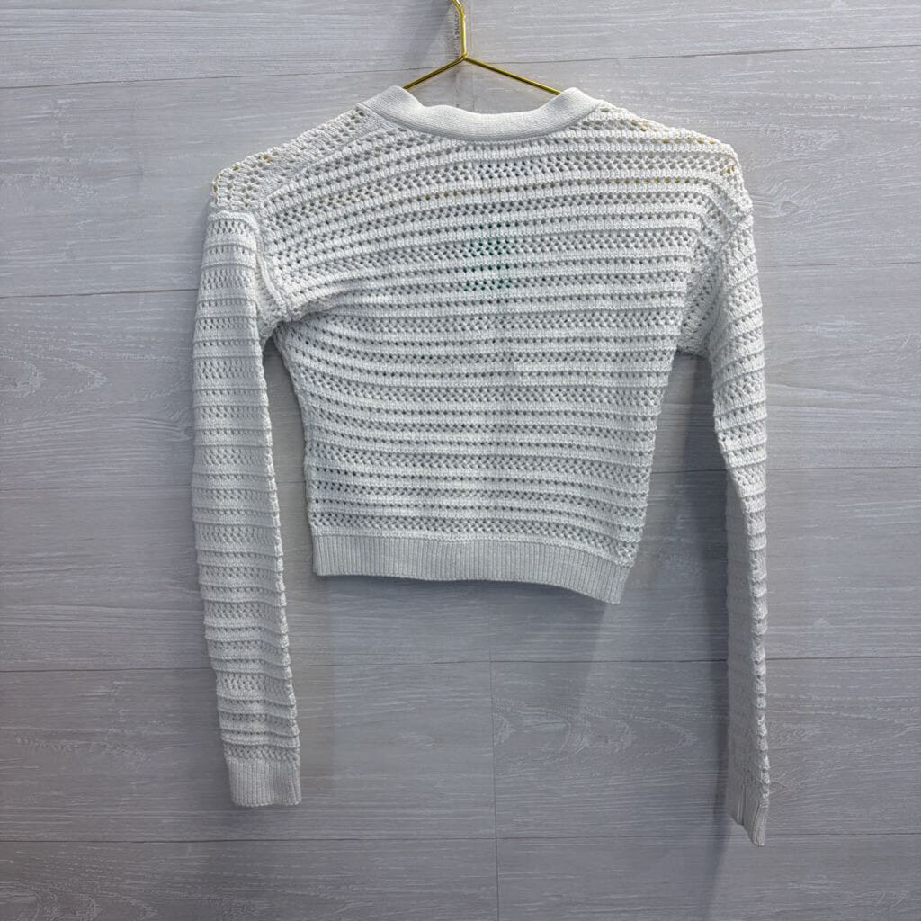 Hollister White Knitted Cropped Sweater XXS