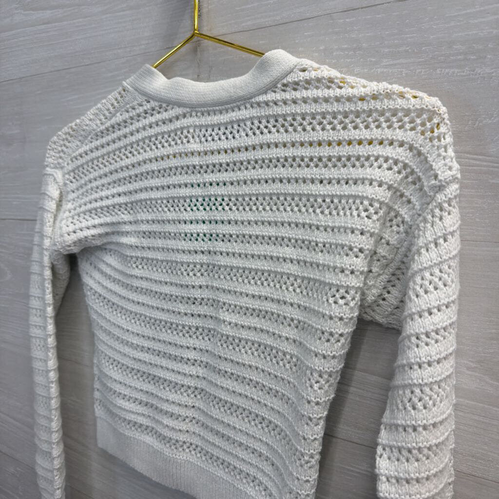 Hollister White Knitted Cropped Sweater XXS