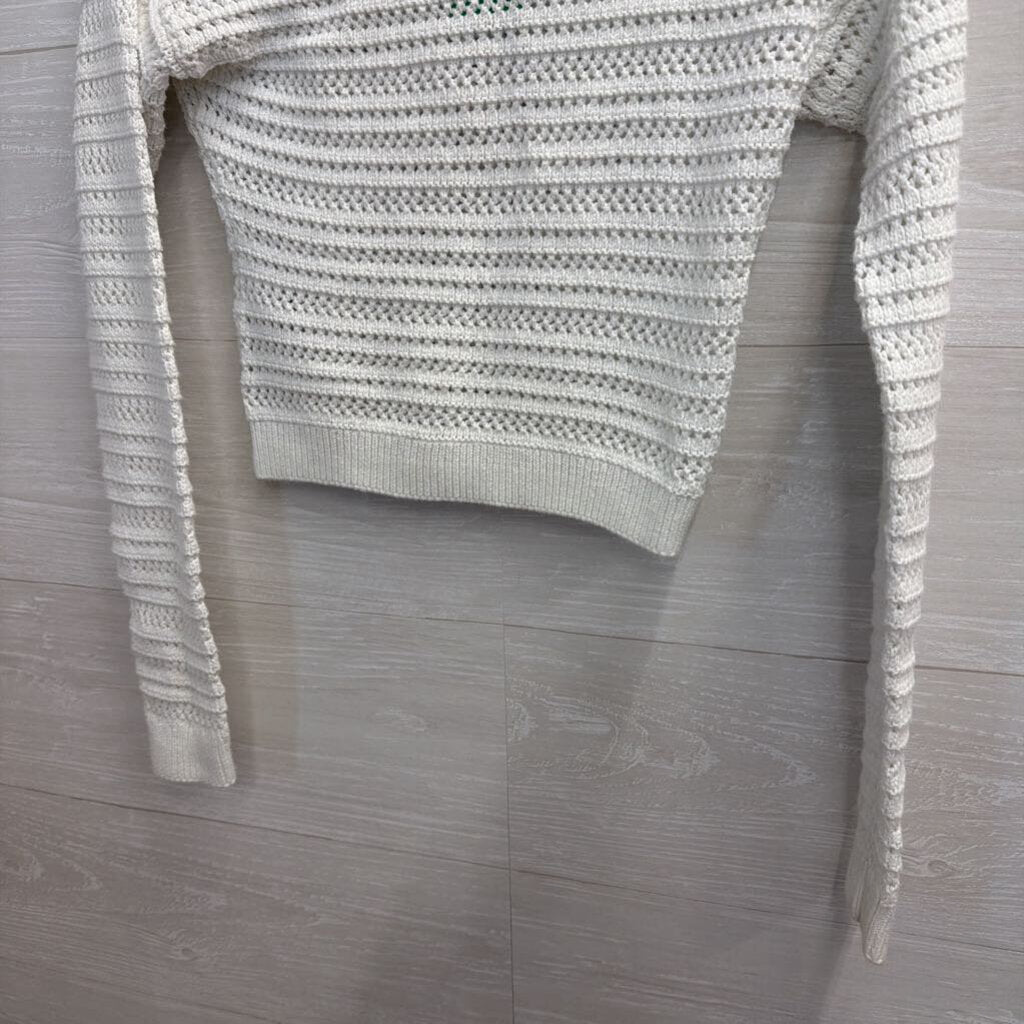 Hollister White Knitted Cropped Sweater XXS