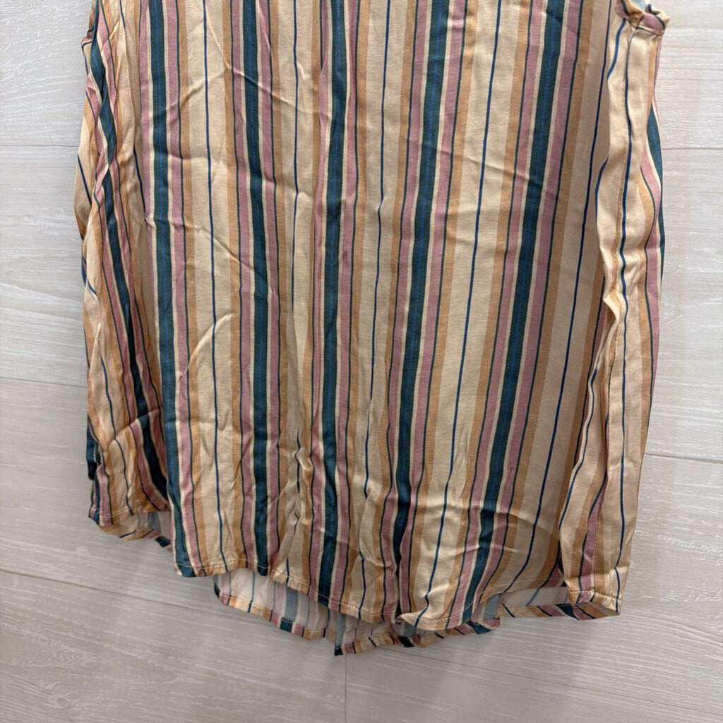 Chaser Beige/Multi Raw Edge Striped Tank Small