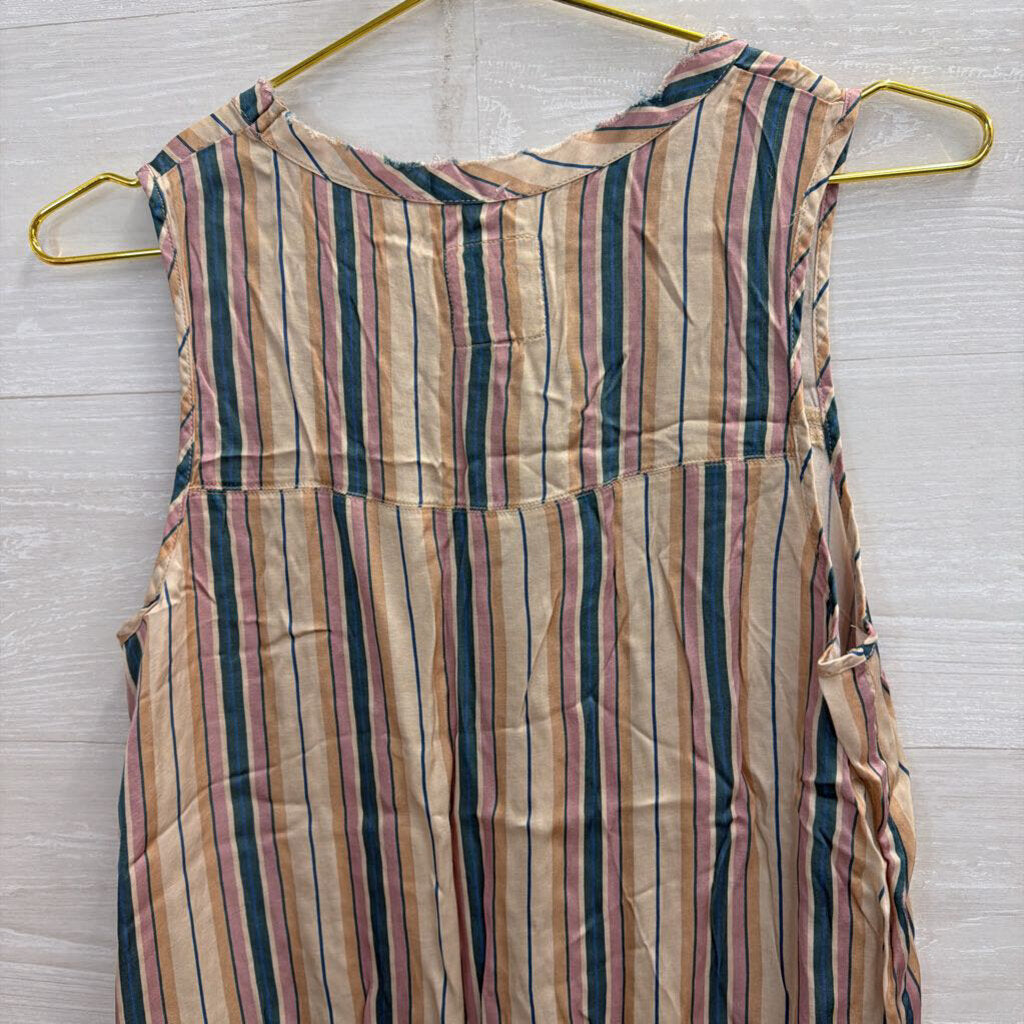 Chaser Beige/Multi Raw Edge Striped Tank Small