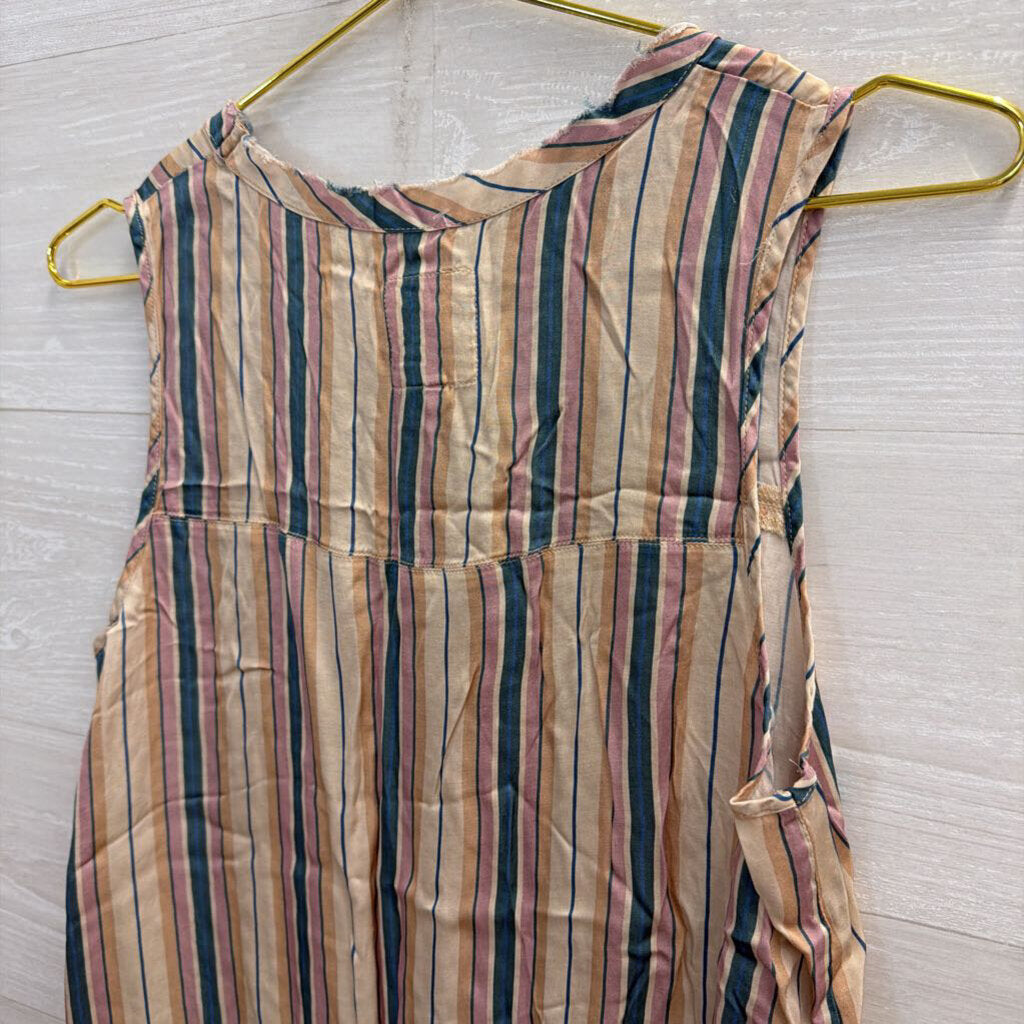 Chaser Beige/Multi Raw Edge Striped Tank Small