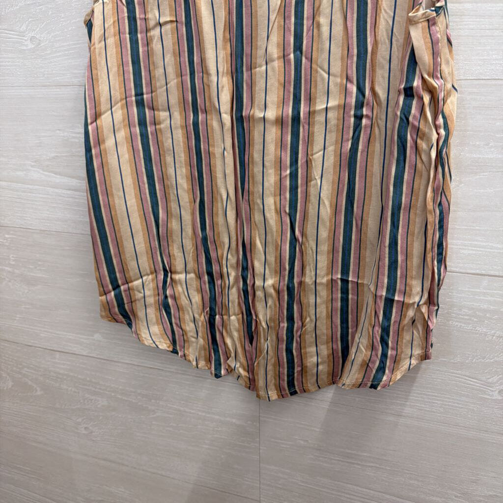 Chaser Beige/Multi Raw Edge Striped Tank Small