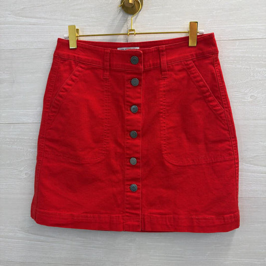 J Crew Mercantile Red Denim Mini Skirt 00