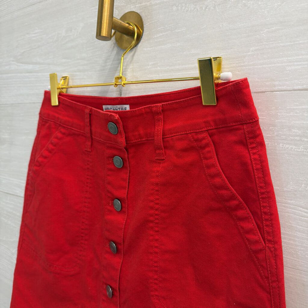 J Crew Mercantile Red Denim Mini Skirt 00