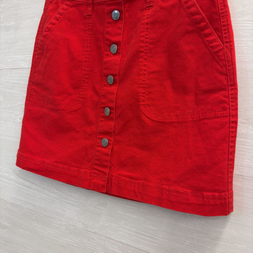 J Crew Mercantile Red Denim Mini Skirt 00
