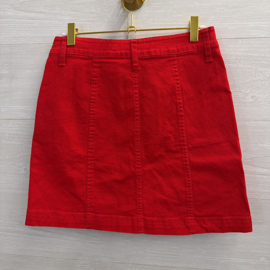 J Crew Mercantile Red Denim Mini Skirt 00