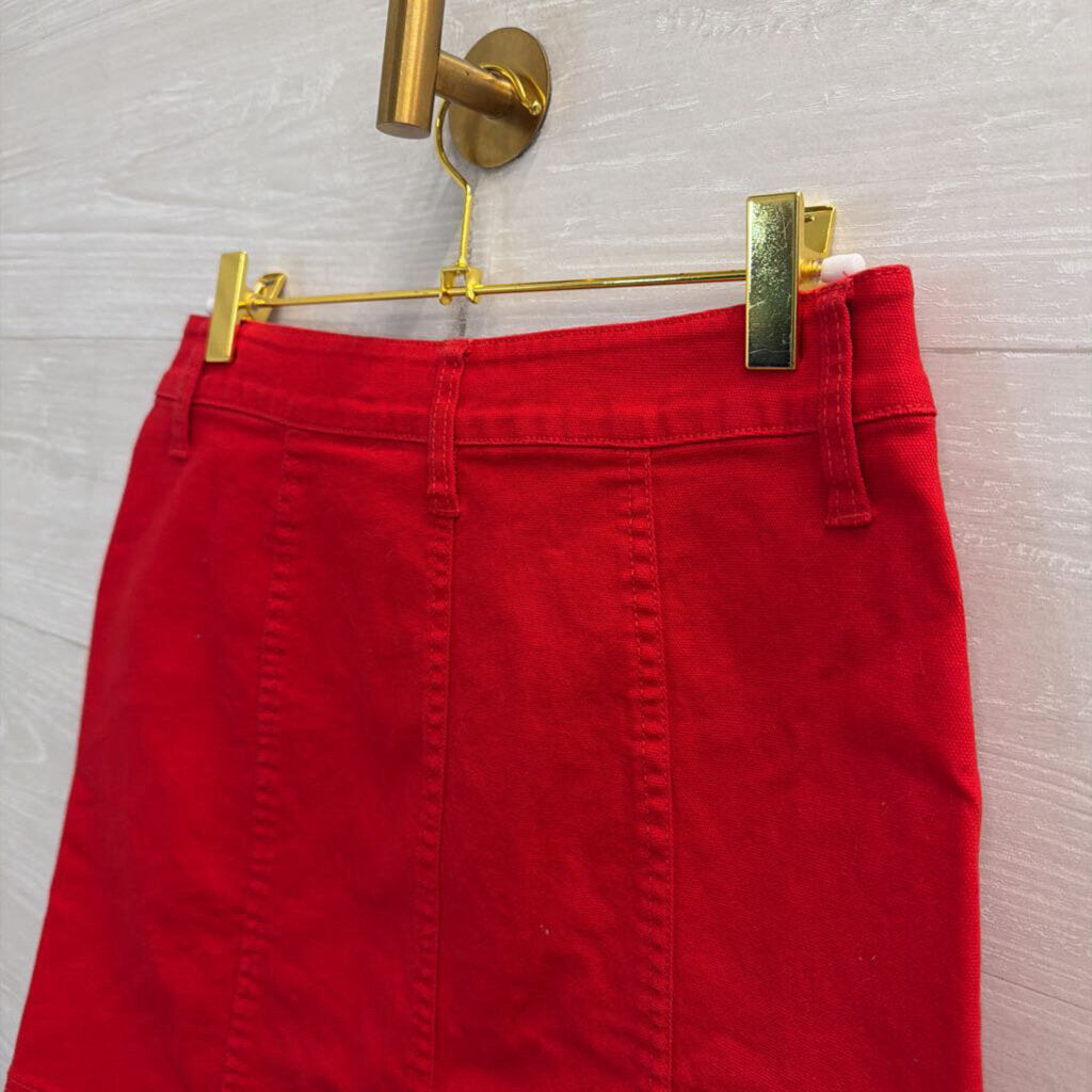 J Crew Mercantile Red Denim Mini Skirt 00