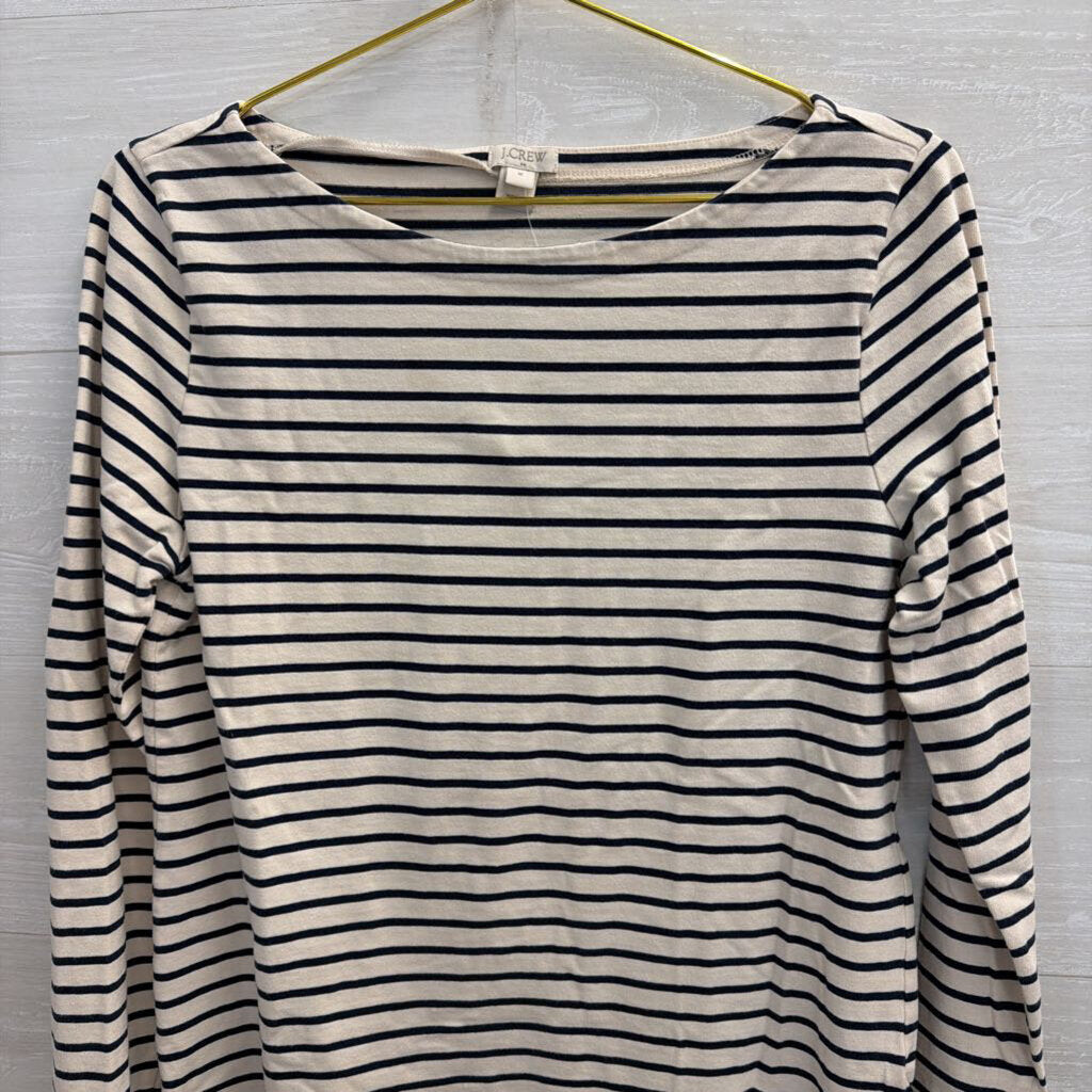 J Crew Ivory/Navy Striped Longsleeve Top Medium