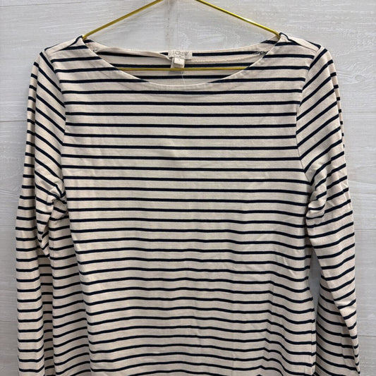 J Crew Ivory/Navy Striped Longsleeve Top Medium