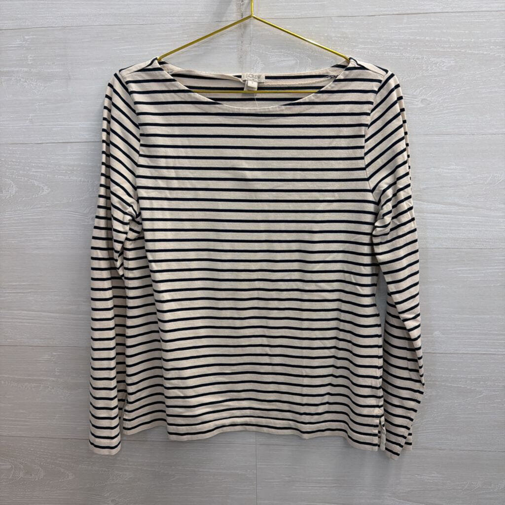 J Crew Ivory/Navy Striped Longsleeve Top Medium
