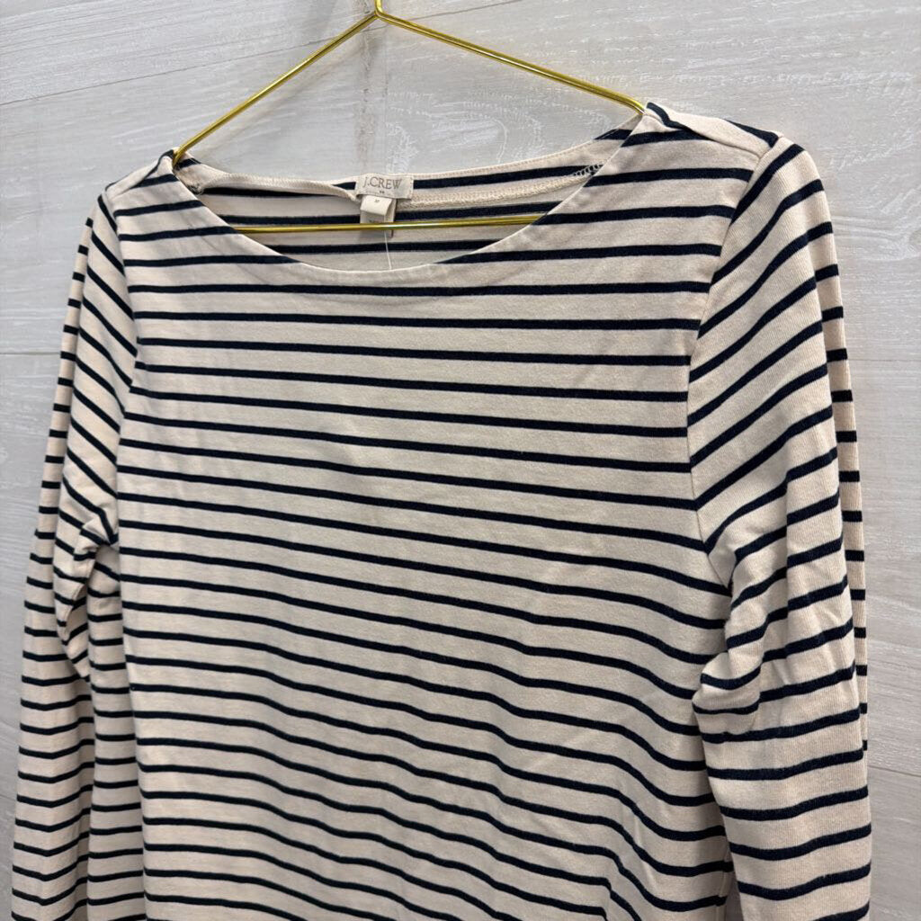 J Crew Ivory/Navy Striped Longsleeve Top Medium