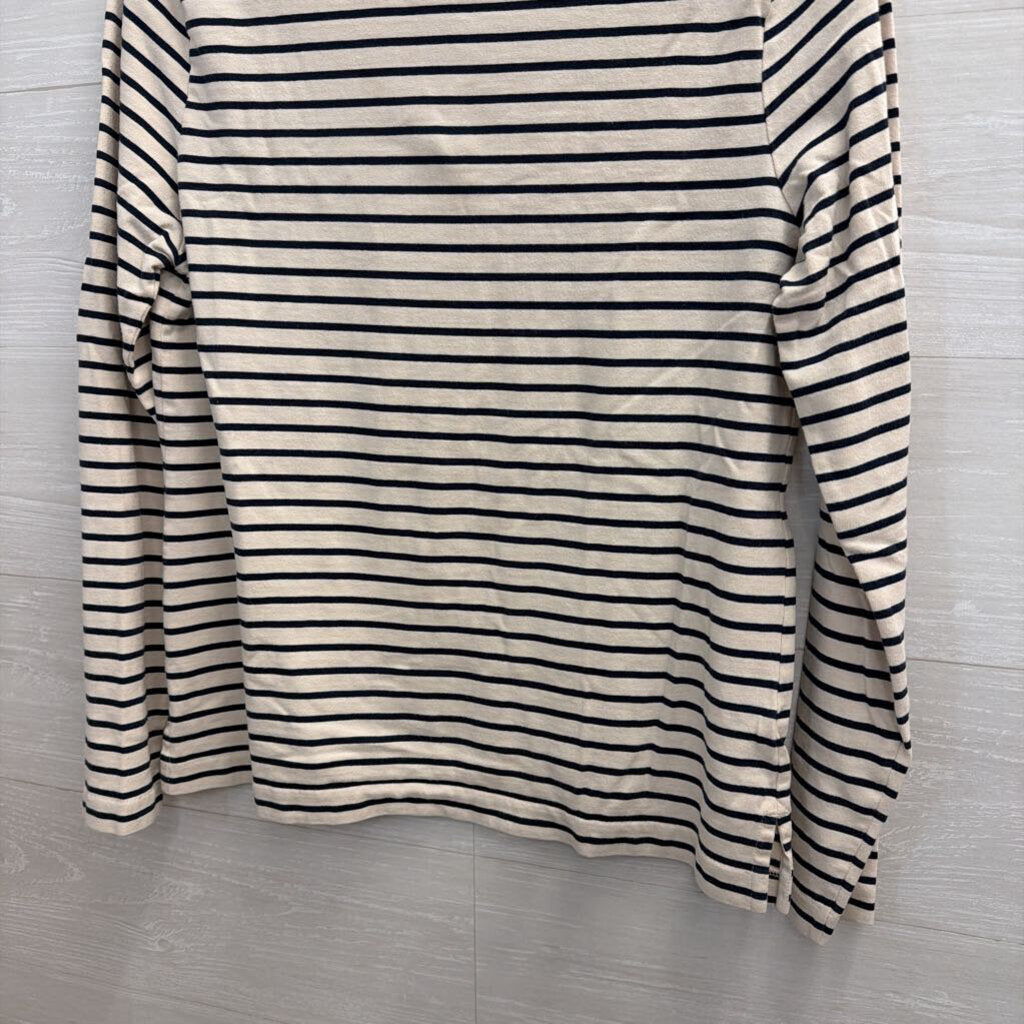 J Crew Ivory/Navy Striped Longsleeve Top Medium